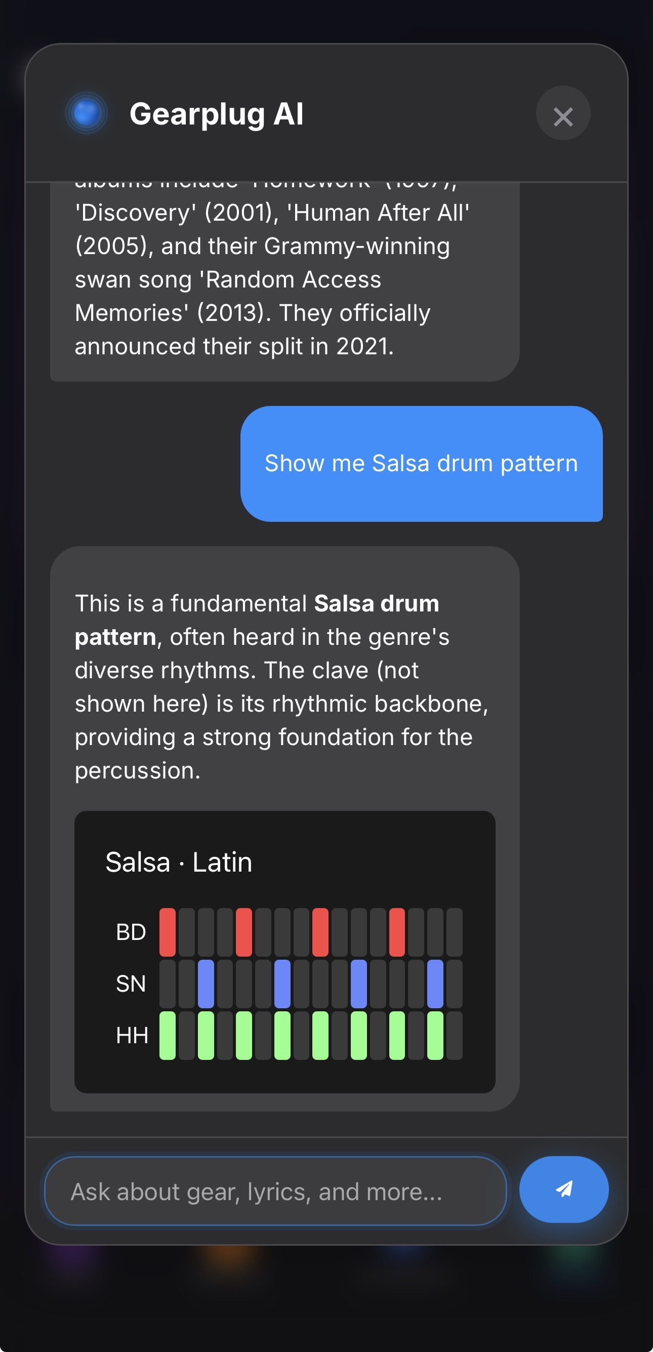 Interactive drum pattern grids